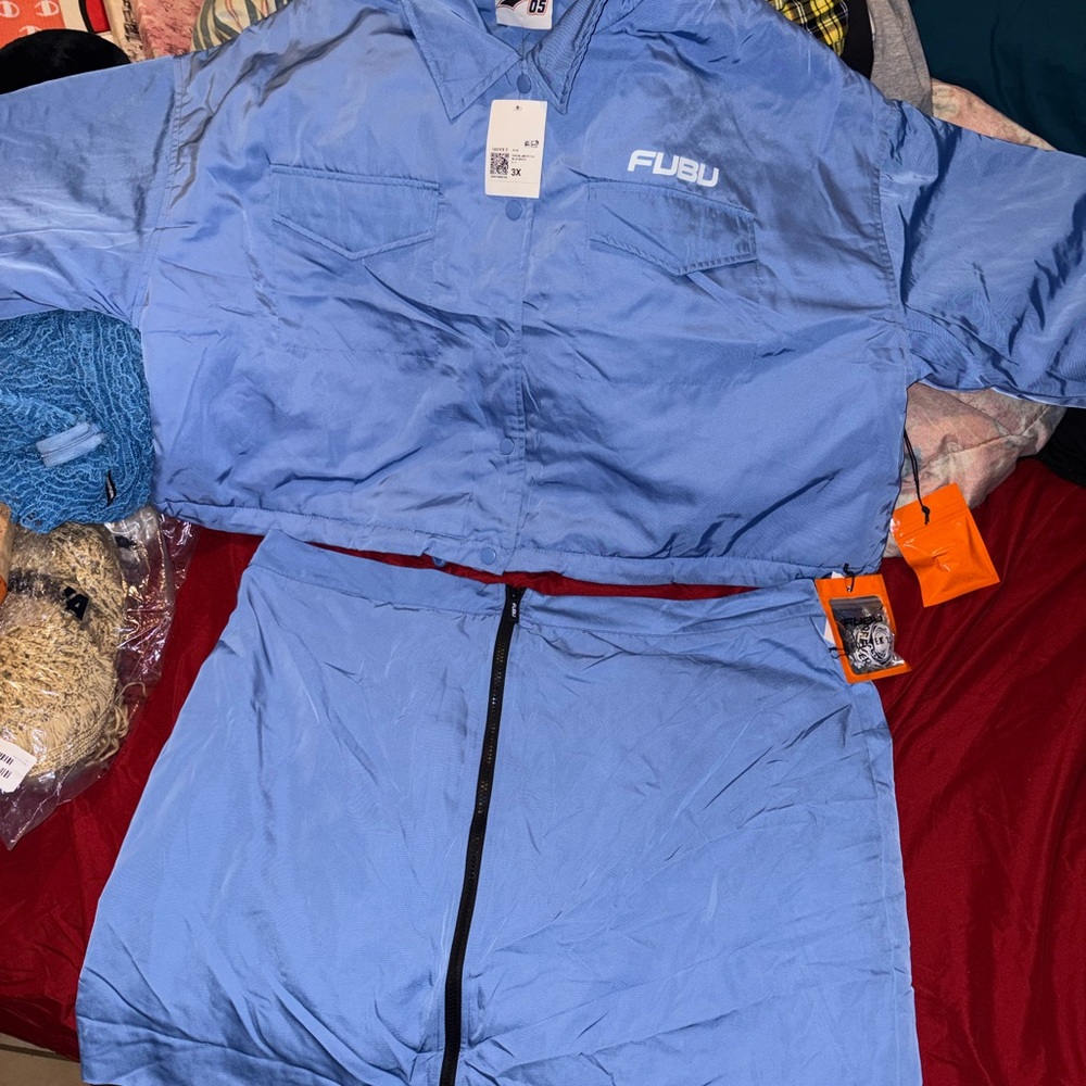 FUBU Light Blue Mini Skirt Two-Piece Set